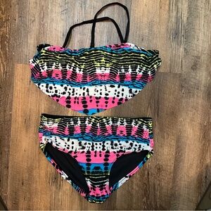 Justice Girls Neon Splash Bikini Set With Reversible Bottoms